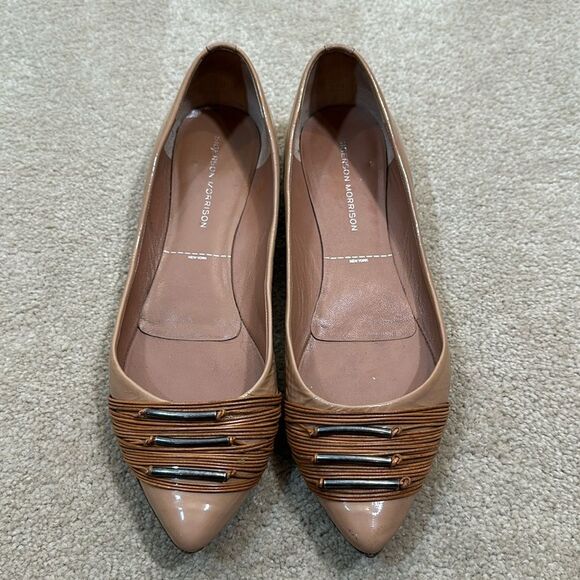 Sigerson Morrison Leather Flats Patent Ballet Tan Brown Women Size 9.5 - Picture 1 of 8
